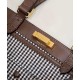 Replica Shopper Fendi X-Tote in lana pied de poule con ricamo FF 8BH374 Marrone