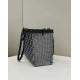 Replica Shopper Fendi X-Tote in lana pied de poule con ricamo FF 8BH374 Grigia