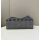 Replica Shopper Fendi X-Tote in lana pied de poule con ricamo FF 8BH374 Grigia