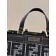 Replica Shopper Fendi X-Tote in lana pied de poule con ricamo FF 8BH374 Grigia