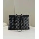 Replica Shopper Fendi X-Tote in lana pied de poule con ricamo FF 8BH374 Grigia