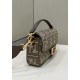 Replica Borsa Fendi Baguette 8BR600 in lana pied de poule con ricamo FF Marrone