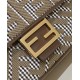 Replica Borsa Fendi Baguette 8BR600 in lana pied de poule con ricamo FF Marrone