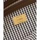 Replica Borsa Fendi Baguette 8BR600 in lana pied de poule con ricamo FF Marrone