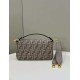 Replica Borsa Fendi 8BR600 Baguette Chain Midi FF in tessuto tapestry grigio