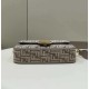 Replica Borsa Fendi 8BR600 Baguette Chain Midi FF in tessuto tapestry grigio