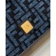 Replica Borsa in tessuto arazzo Fendi 8BR600 Baguette Chain Midi FF Blu Navy