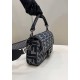 Replica Borsa Fendi Baguette 8BR600 in lana pied de poule con ricamo FF Grigio
