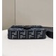 Replica Borsa Fendi Baguette 8BR600 in lana pied de poule con ricamo FF Grigio