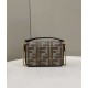 Replica Fendi 8BS017 Borsa Mini Baguette in lana pied de poule con ricamo FF Marrone
