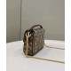 Replica Fendi 8BS017 Borsa Mini Baguette in lana pied de poule con ricamo FF Marrone