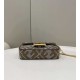 Replica Fendi 8BS017 Borsa Mini Baguette in lana pied de poule con ricamo FF Marrone