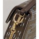 Replica Fendi 8BS017 Borsa Mini Baguette in lana pied de poule con ricamo FF Marrone