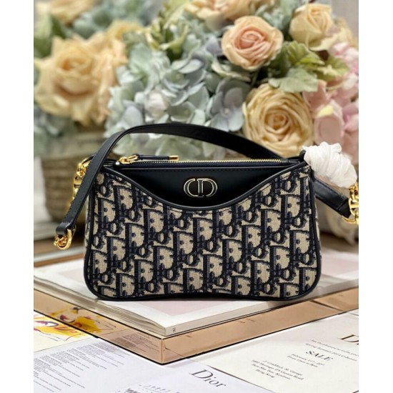 Replica Mini borsa Christian Dior 30 Montaigne Hobo Avenue Blu scuro