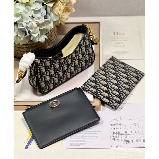 Replica Mini borsa Christian Dior 30 Montaigne Hobo Avenue Blu scuro