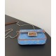Replica Fendi Baguette Mini Bag 8BS017 ricamo motivo FF denim Blu