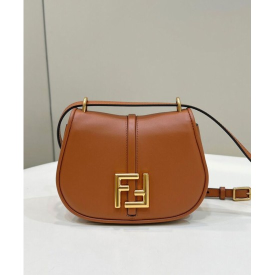 Replica Borsa Fendi C'mon Small Satchel con curvatura 8BS082 Caffè