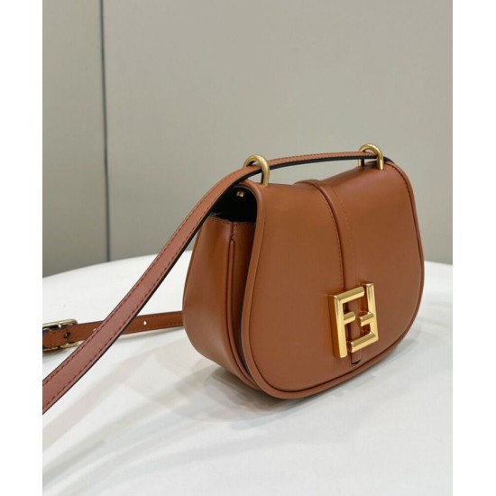 Replica Borsa Fendi C'mon Small Satchel con curvatura 8BS082 Caffè