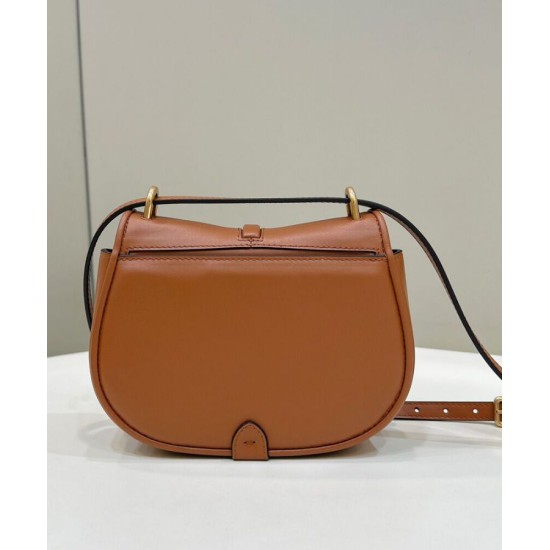 Replica Borsa Fendi C'mon Small Satchel con curvatura 8BS082 Caffè