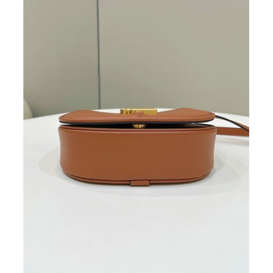 Replica Borsa Fendi C'mon Small Satchel con curvatura 8BS082 Caffè