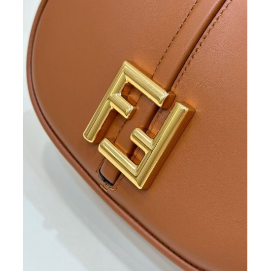 Replica Borsa Fendi C'mon Small Satchel con curvatura 8BS082 Caffè
