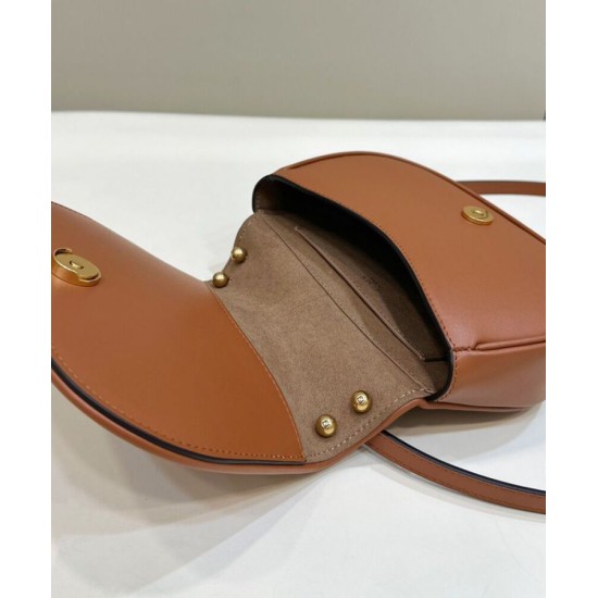 Replica Borsa Fendi C'mon Small Satchel con curvatura 8BS082 Caffè