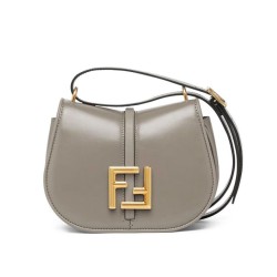 Replica Borsa Fendi C'mon Small/Medium Satchel con curvatura 8BS082 Grigia