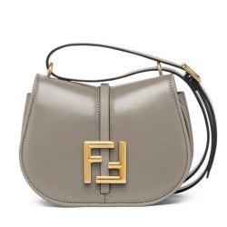 Replica Borsa Fendi C'mon Small/Medium Satchel con curvatura 8BS082 Grigia