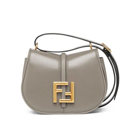 Replica Borsa Fendi C'mon Small/Medium Satchel con curvatura 8BS082 Grigia