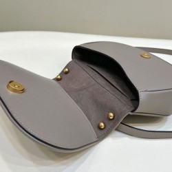 Replica Borsa Fendi C'mon Small/Medium Satchel con curvatura 8BS082 Grigia