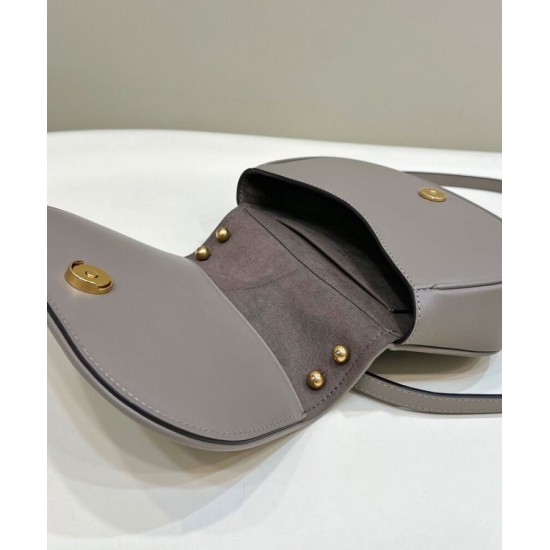 Replica Borsa Fendi C'mon Small/Medium Satchel con curvatura 8BS082 Grigia