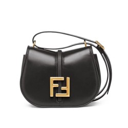 Replica Borsa Fendi C'mon Small/Medium Satchel con curvatura 8BS082 Nera