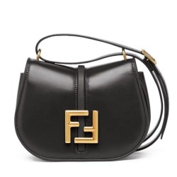 Replica Borsa Fendi C'mon Small/Medium Satchel con curvatura 8BS082 Nera
