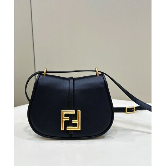 Replica Borsa Fendi C'mon Small/Medium Satchel con curvatura 8BS082 Nera