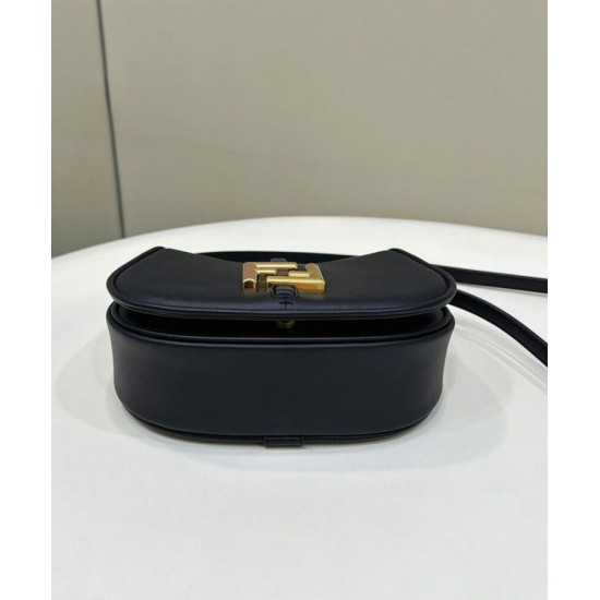 Replica Borsa Fendi C'mon Small/Medium Satchel con curvatura 8BS082 Nera