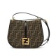Replica Fendi C'mon Borsa a cartella media con curvatura 8BT366 Caffè