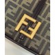 Replica Fendi C'mon Borsa a cartella media con curvatura 8BT366 Caffè