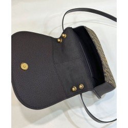 Replica Fendi C'mon Borsa a cartella media con curvatura 8BT366 Caffè