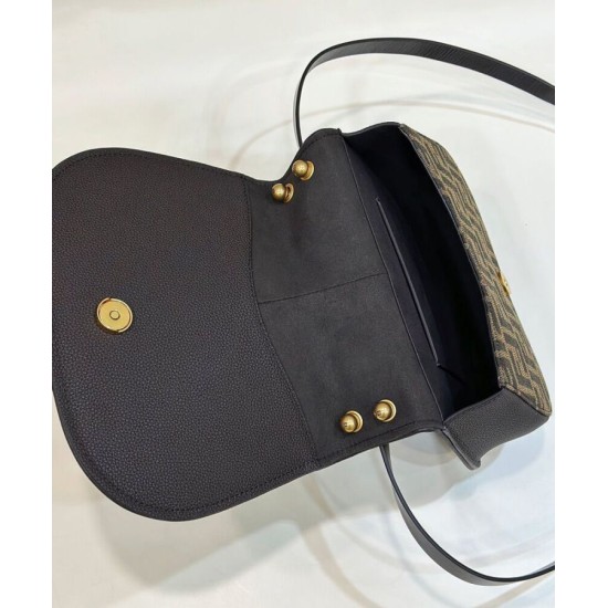 Replica Fendi C'mon Borsa a cartella media con curvatura 8BT366 Caffè