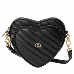 Replica Borsa a tracolla Gucci Mini Heart ad incastro 751628 Nera