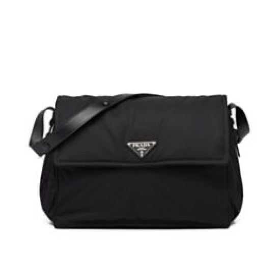 Replica Borsa a tracolla imbottita grande Prada Re-Nylon 1BD256 Nera