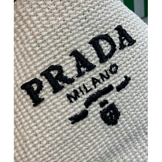 Replica Borsa tote Prada all'uncinetto 1BG392 Crema