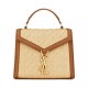Replica Borsa YSL Saint Laurent Cassandra Mini Top Handle in rafia e pelle conciata al vegetale Caffè