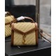 Replica Borsa YSL Saint Laurent Cassandra Mini Top Handle in rafia e pelle conciata al vegetale Caffè