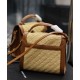 Replica Borsa YSL Saint Laurent Cassandra Mini Top Handle in rafia e pelle conciata al vegetale Caffè