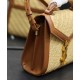 Replica Borsa YSL Saint Laurent Cassandra Mini Top Handle in rafia e pelle conciata al vegetale Caffè