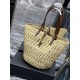 Replica Borsa maxi Panier YSL Saint Laurent in rafia color albicocca