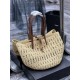 Replica Borsa maxi Panier YSL Saint Laurent in rafia color albicocca