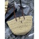 Replica Borsa maxi Panier YSL Saint Laurent in rafia color albicocca