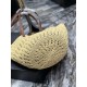 Replica Borsa maxi Panier YSL Saint Laurent in rafia color albicocca